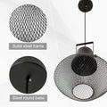 Homcom Industrial Pendant Light Fixtures, Black Metal Frame Hanging Ceiling Light For Living Room, Bedroom, Kitchen, Dining Room With Adjustable Hanging Chain, Black Black Steel