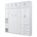 Twin Size Murphy Bed With Lockers And Wardrobes, With Installation Video, White Box Spring Not Required Twin White Murphy Solid Wood Mdf