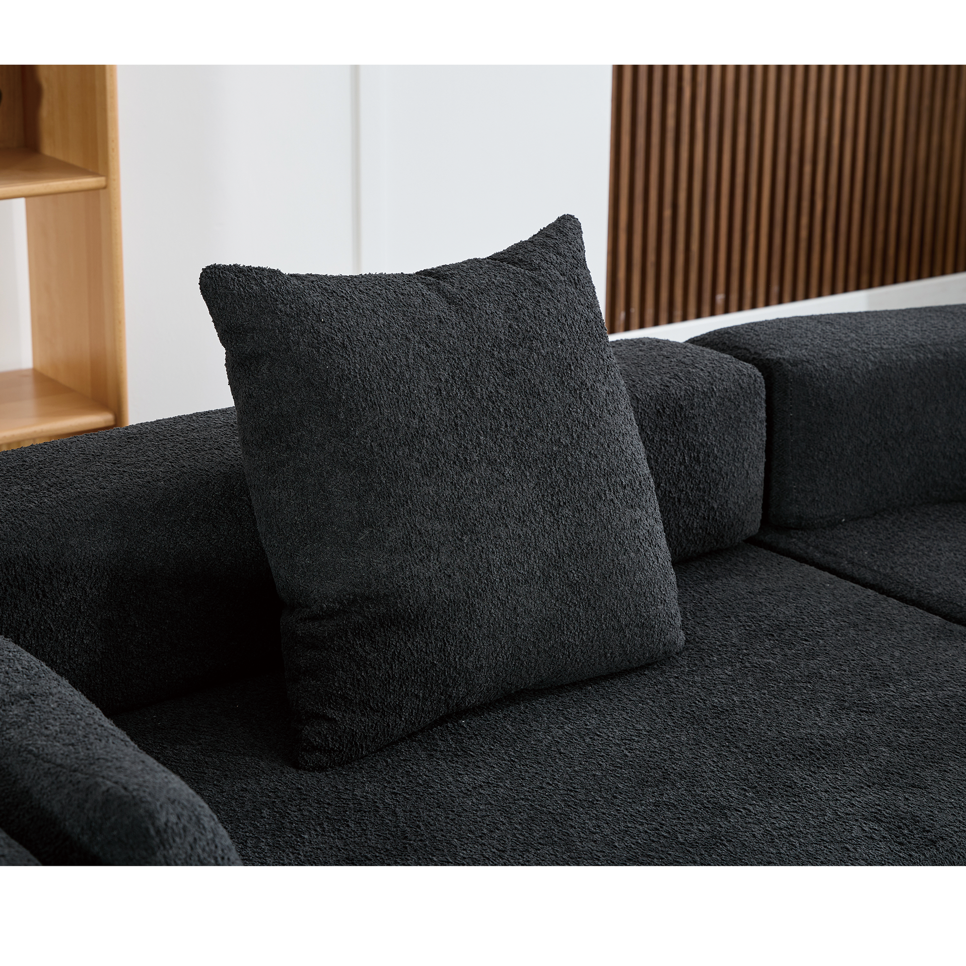 Arrived Oversized Combination Sofa,Curved Sofa,Upholstered 4 Seater Couch For Living Room, Modern Modular 3 Piece Free Combination, Semicircular Modular Sofaboucle, Black Black Polyester Primary Living Space Soft Tight Back Modern Square Arms Foam