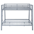 Full Xl Over Queen Metal Bunk Bed With Ladder And Guardrails, Silver Box Spring Not Required Full Xl Silver Metal Metal
