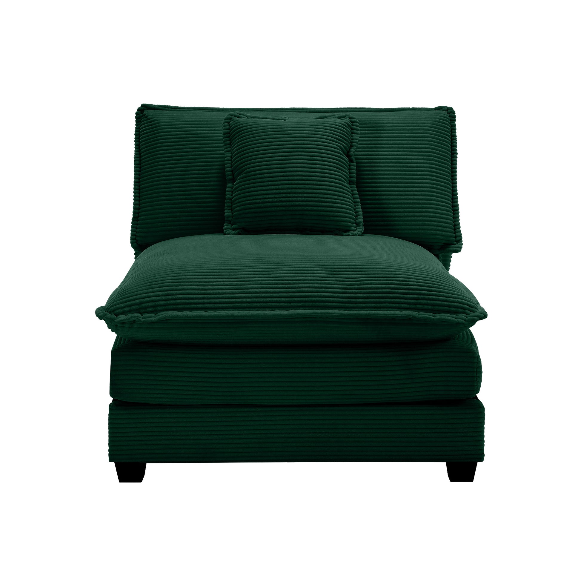 Armless Deep Seat Corduroy Single Sofa, Can Be Used With Combined With Alternative Armrest And Combined With Alrmess 2 Seater Sofas ,Green Corduroy Fabric Green Corduroy 1 Seat