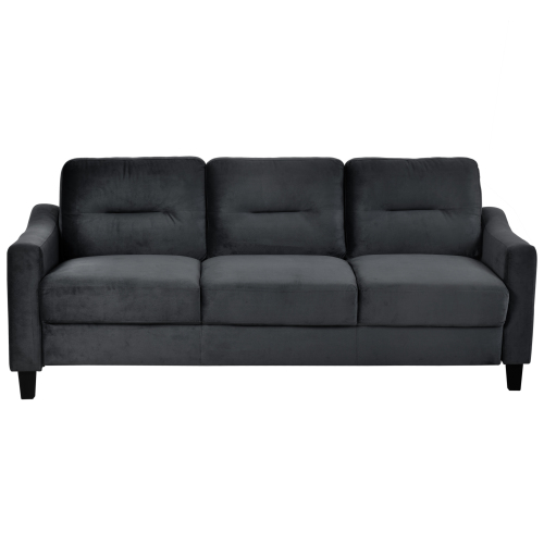 Couch Comfortable Sectional Couches Set 1 2 3 Black Velvet Wood Primary Living Space Soft Tufted Back Medium Duty Art Deco Oak Square Arms Memory Foam Velvet 6 Seat