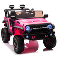 24V Two Seater Kids Ride On Truck Car W Parents Control,200W*2,Seat Width 20.28In,Four Wheel Suspension,Led Lights,Music,Mp3,Bluetooth,Two Independent Seat Belts,Suitable For Off Road For Kids Aged 3 Pink 100 149 Lbs Polypropylene