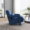 Modern Upholstered Accent Chair, Comfortable Linen Fabric With A Pillow For Living Room,Bedroom. Linen, Navy Blue Navy Blue Primary Living Space Modern Pine Foam Wood Fabric