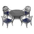 Cushions In Random Colors 5 Piece Set Of Cast Aluminum Patio Furniture With Cushions Yes Dining Set Black Seats 4 Rust Resistant Frame Water Resistant Cushion Garden & Outdoor Complete Patio Sets Aluminium