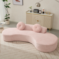 Arrived 105.5''Curved Sofa, Modern Minimalist Sofa, Cloud Couch Sofa 3 4 Seater Couch With 2 Pillows,Bedroom, No Assembly Required, Point Shaped Corduroy, Anti Wrinkle ,Pink Pink Polyester Primary Living Space Tight Back Soft Modern Foam Upholstered 3