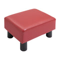 Homcom Ottoman Foot Rest, Small Foot Stool With Faux Leather Upholstery, Rectangular Ottoman Footrest With Padded Foam Seat And Plastic Legs, Red Red Plastic