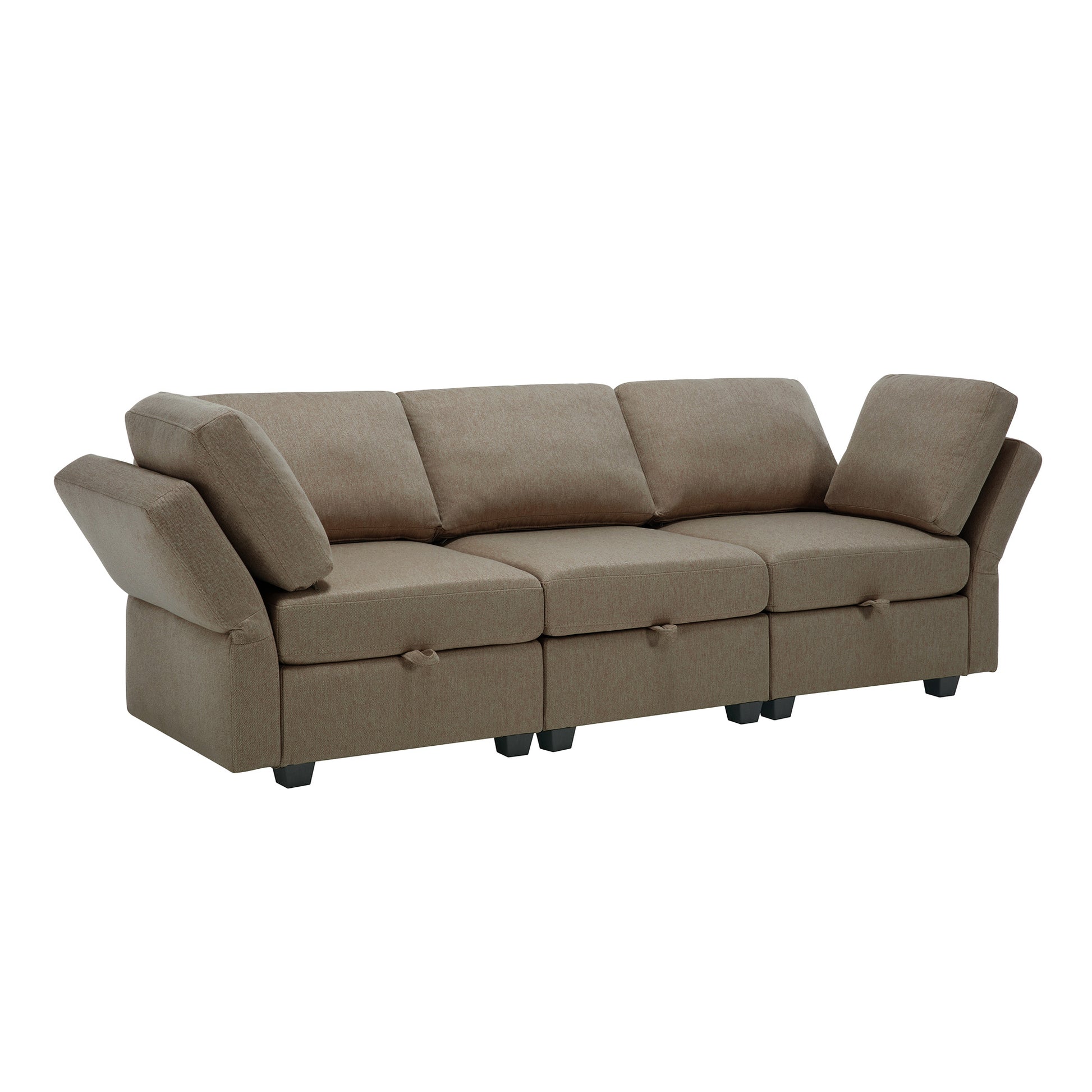 Living Room Furniture 7 Piece Set Including One 3 Seater Sofa And Two 2 Loveseatsadjustable Arms And Backs Comforty Sofas & Couches With Comfy Seat And Arm Cushions Brown Brown Polyester 7 Seat