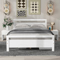 Full Size Wooden Platform Bed With 2 Storage Drawers And 2 Bedside Tables, White Full White Pine