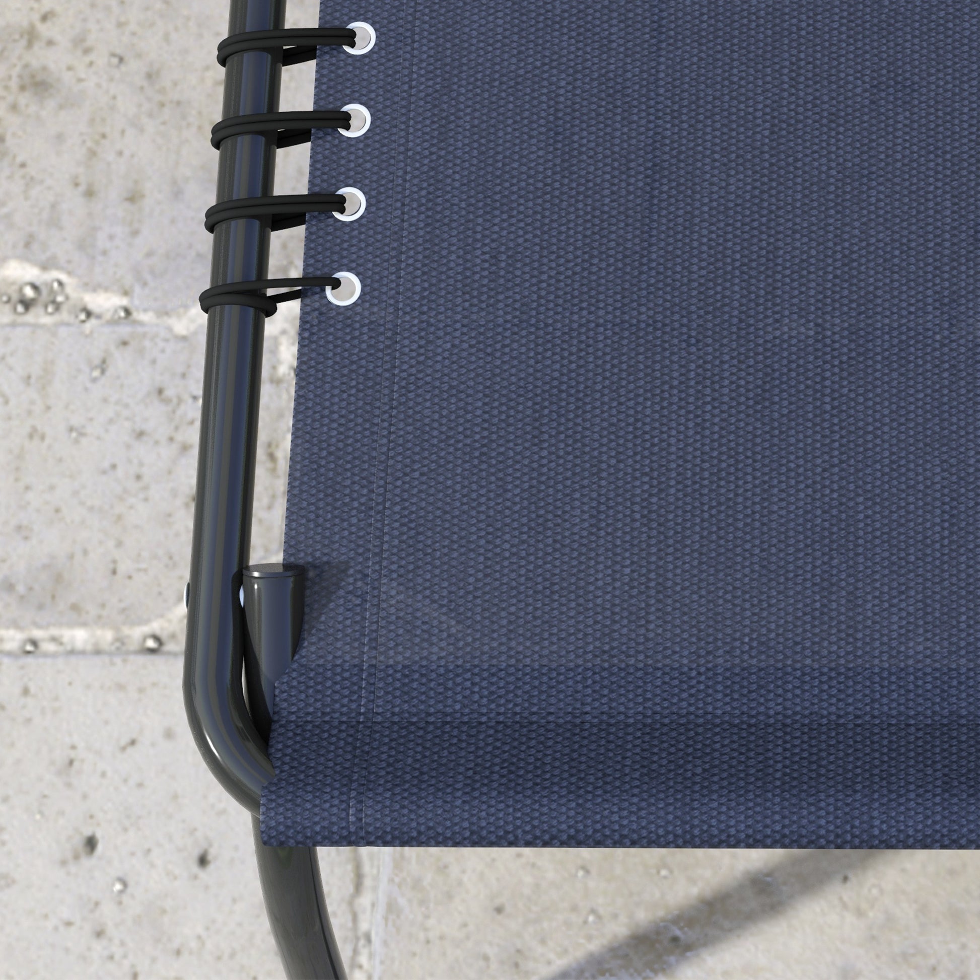 Outsunny Folding Chaise Lounge Pool Chair Set Of 2, Patio Sun Tanning Chair, Outdoor Lounge Chair W Reclining Back, Pillow,Mesh & Bungee Seat For Beach, Dark Blue Blue Steel