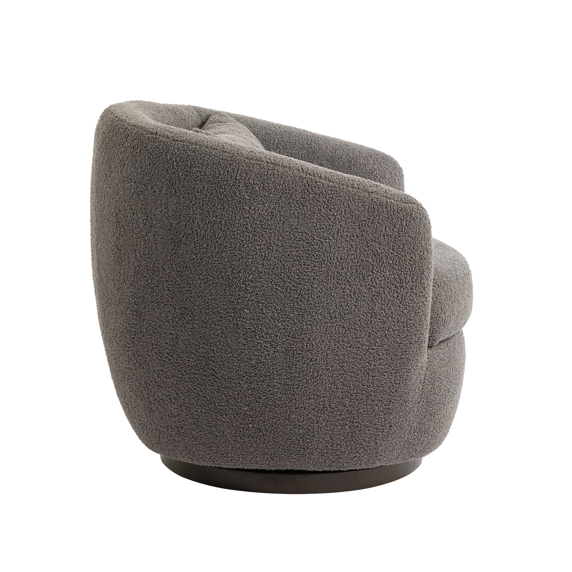 Upholstered Swivel Barrel Armchair With Storage Modern Living Room Side Chair For Bedroom Office Reading Spaces Teddy Fabric Grey Grey Foam Upholstered