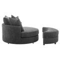 Orisfur. 360 Swivel Accent Barrel Chair With Storage Ottoman & 4 Pillows, Modern Chenille Leisure Chair Round Accent For Living Room, Gray Gray Foam Chenille