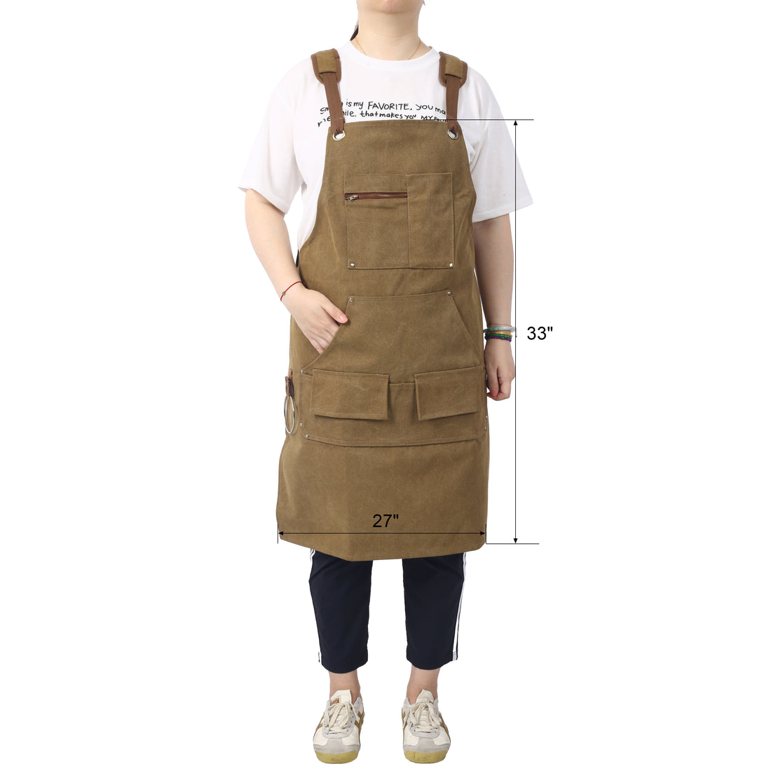 Long Heavy Duty Canvas Tool Apron, Carpenter Aprons, Woodworking Aprons, Carpenters 16 Oz ,Fully Adjustable To Comfortably Fit Men And Women ,Not Waxed Brown Canvas
