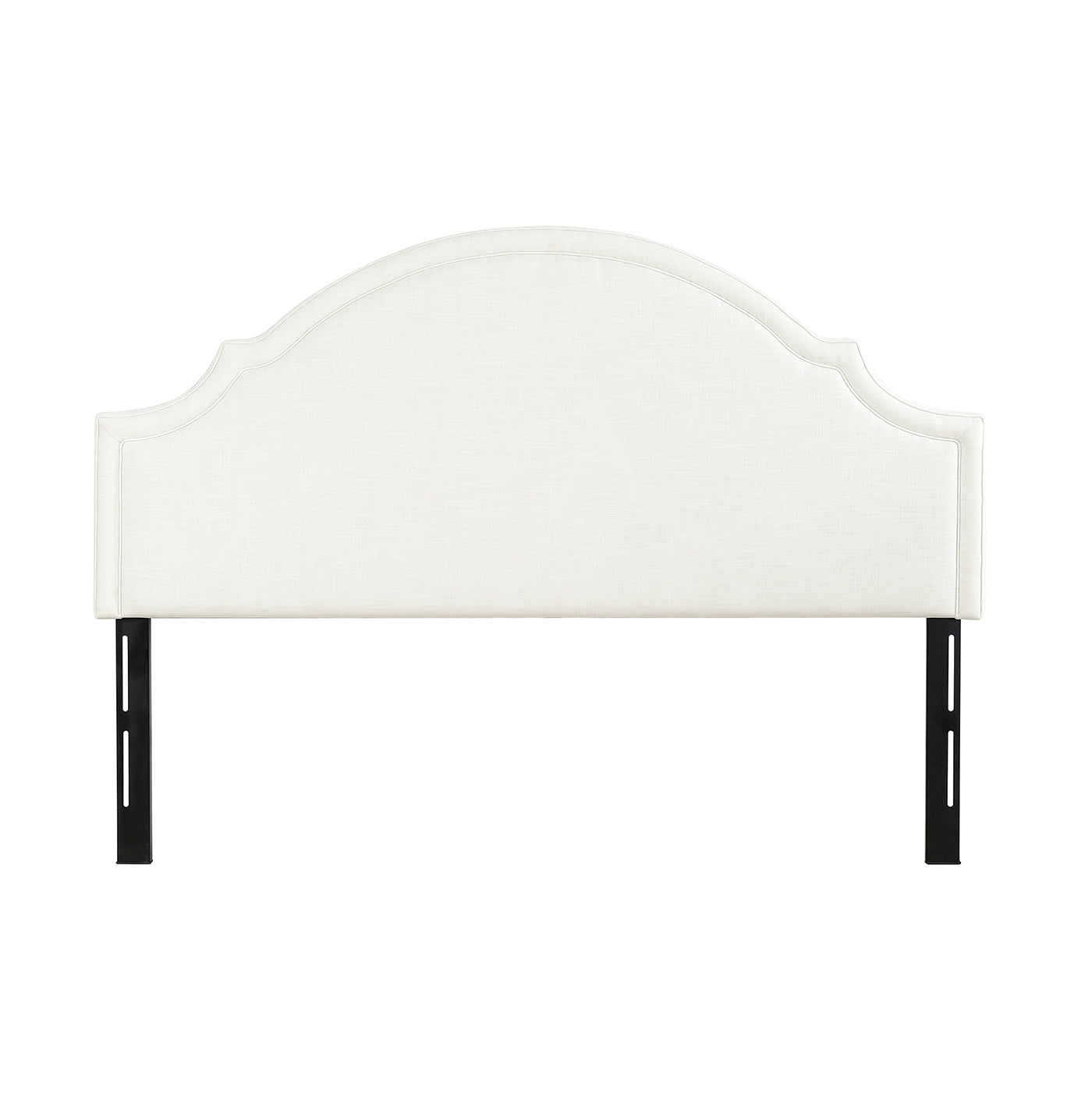 Catherine Upholstered King Headboard, Antique White Woven Antique White Foam Fabric