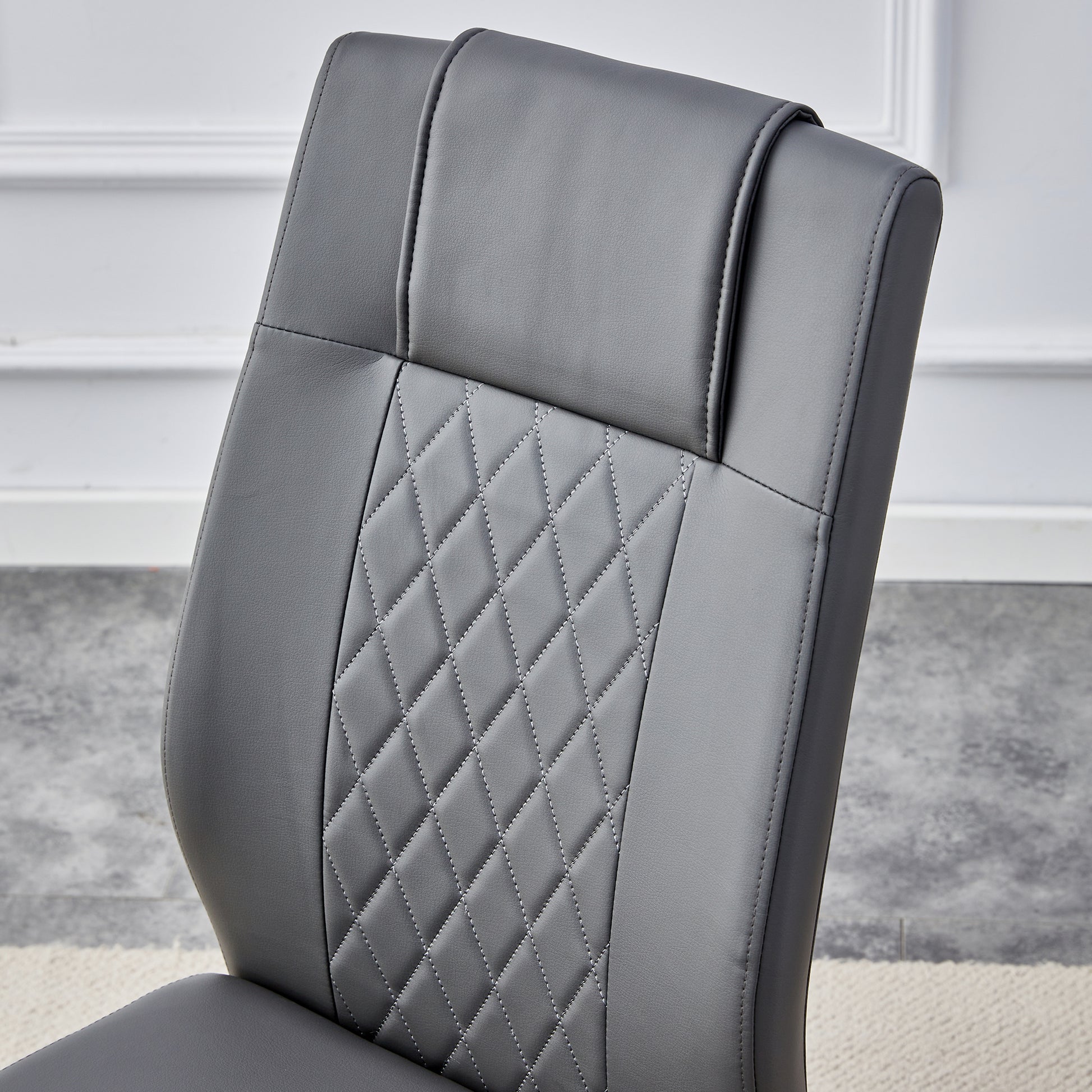 Table And Chair Set.Modern Rectangular Dining Table With Transparent Tempered Glass Tabletop And Gold Plated Metal Legs.Paried With 6 Comfortable Chairs With Pu Seats And Golden Metal Legs. Grey Gold,Transparent Seats 6 Glass Metal