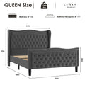 Lift Up Velvet Gray Queen Size Bed Box Spring Not Required Queen Gray Wood Light Brown Bedroom American Design Poplar Slat Beds Foam Velvet Upholstered