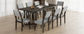 Farmhouse 9 Piece 83.9Inch Extendable Dining Table Set With 2 12 Inch Removable Leaves And 8 Upholstered Dining Chairs, Espresso Wood Dining Room Solid Wood Rubberwood Rectangular Dining Table With Chair Upholstered Chair Wood Espresso Seats 8 Removable