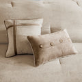 7 Piece Faux Suede Comforter Set Tan Cal King California King Tan Polyester
