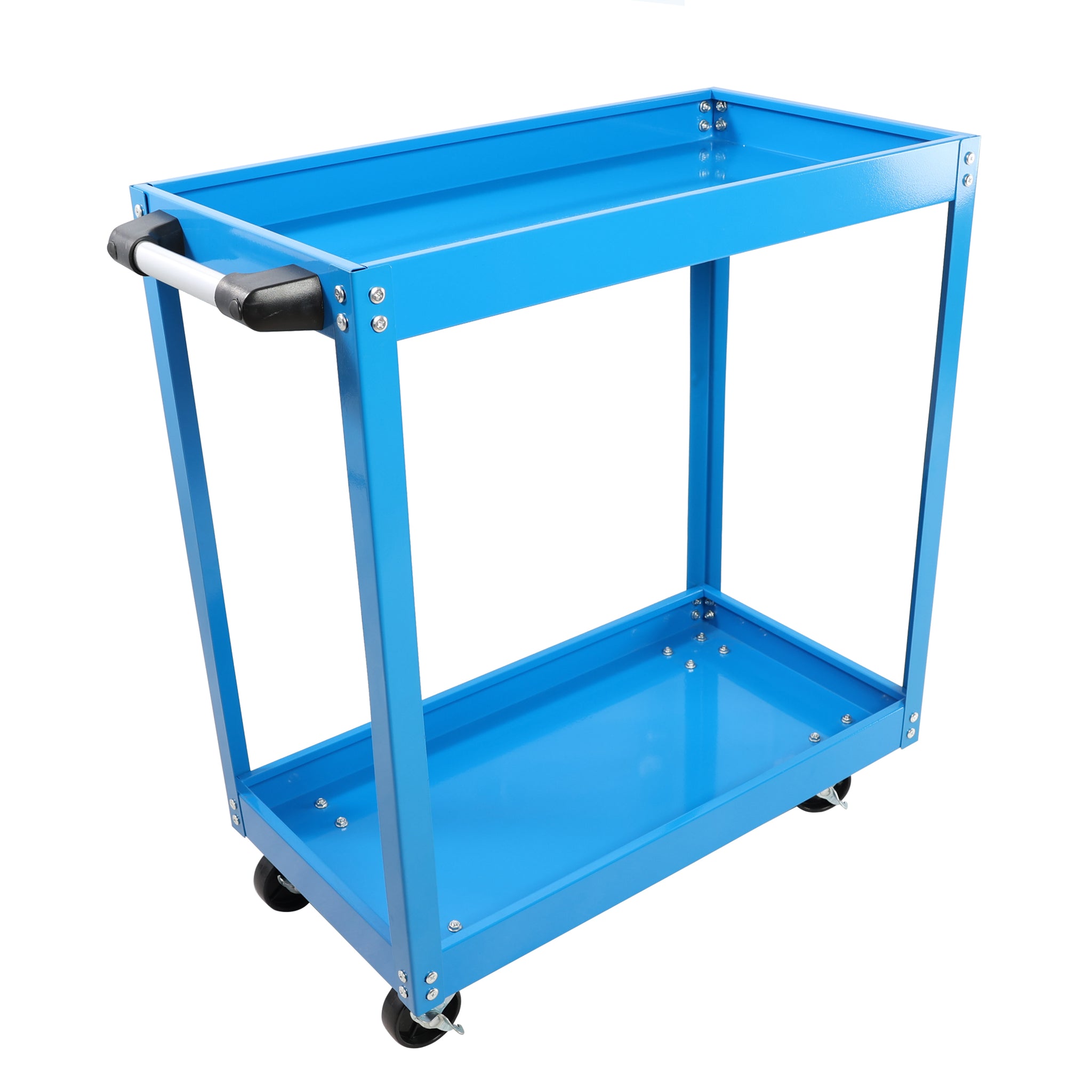 Tool Cart On Wheels, Heavy Duty Steel Utility Cart W Lockable Wheels, 400 Lbs Capacity Industrial Service Cart For Garage, Warehouse, Workshop Two Layer Bright Blue Blue Abs Steel Q235