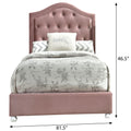 Pink Twin Tufted Headboard Upholstered Bed Twin Box Spring Not Required Pink Wood Wood Fabric