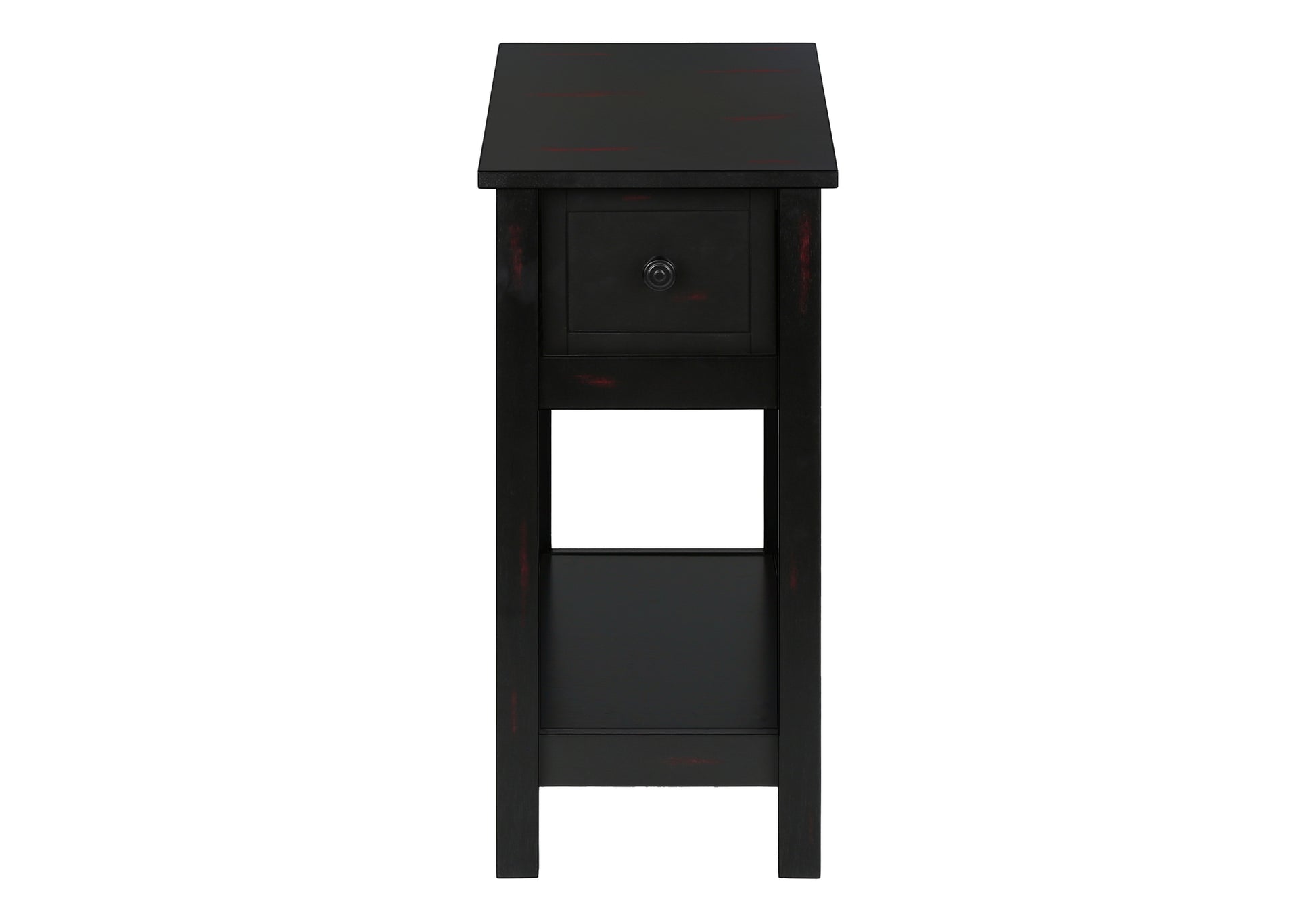 Accent Table, 2 Tier, End, Lamp, Nightstand, Side Table, Narrow, Small, Storage Drawer, Bedroom, Black Veneer, Transitional Black Mdf