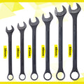 Jumbo Combination Wrench Set Extra Large, Metric, 6 Piece, 35Mm To 50Mm,Black Oxide, With Pouch Black Carbon Steel