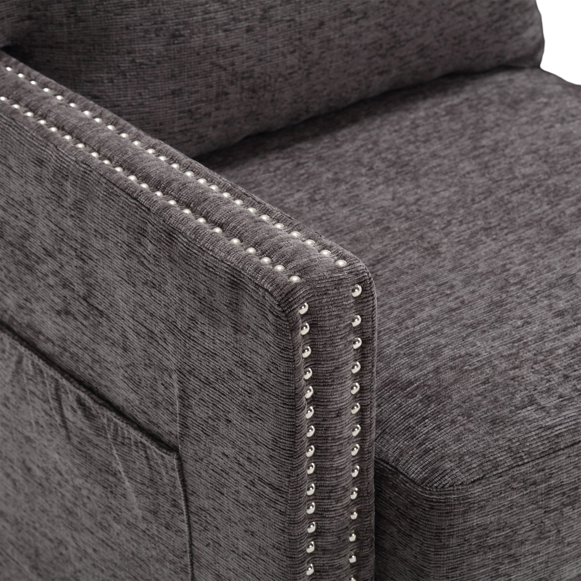 United Modern Chenille Fabric Loveseat, 2 Seat Upholstered Loveseat Sofa Modern Couch Dark Gray Chenille 2 Seat