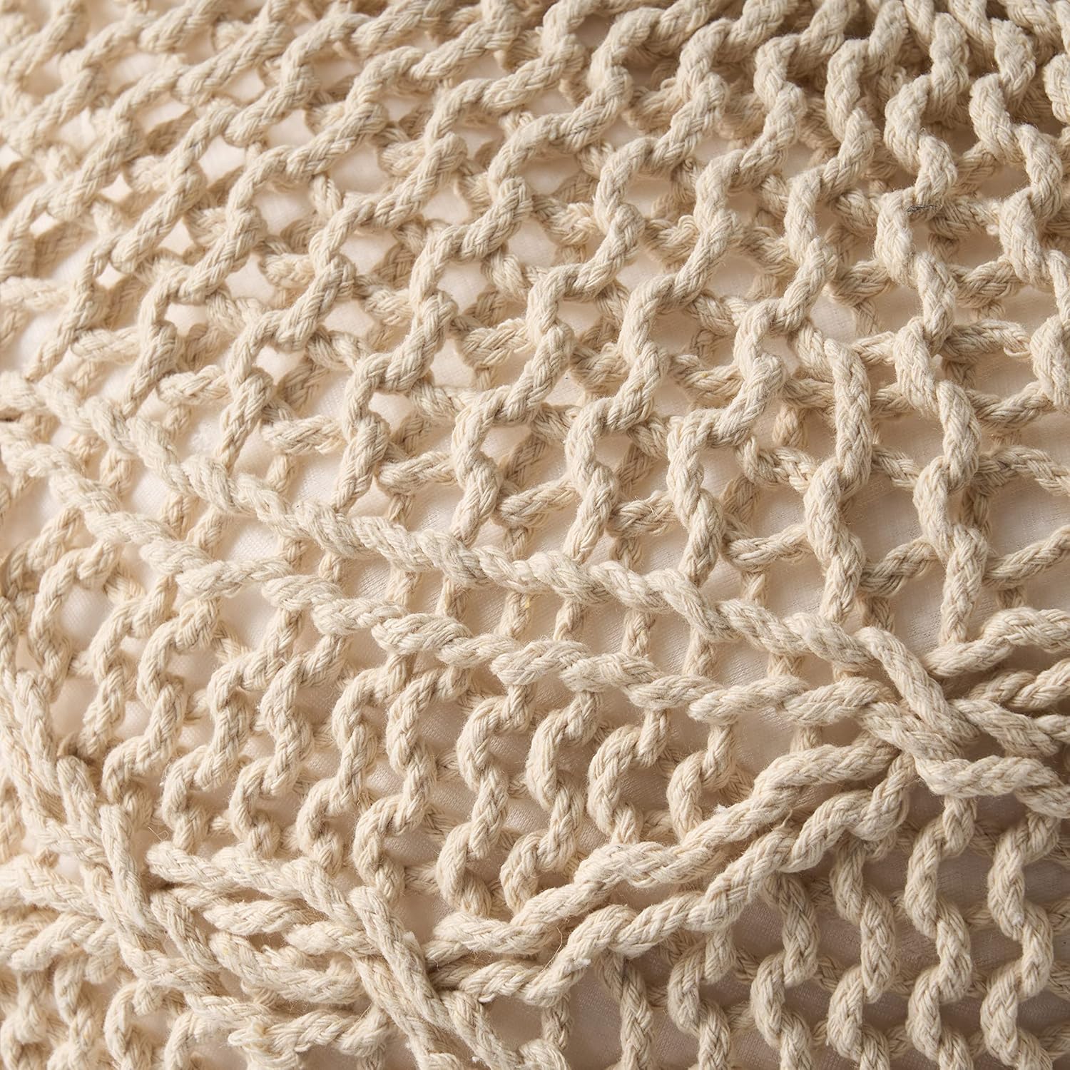 Malibu Knitted Wool 20 X 20 Round Pouf Ivory Wool
