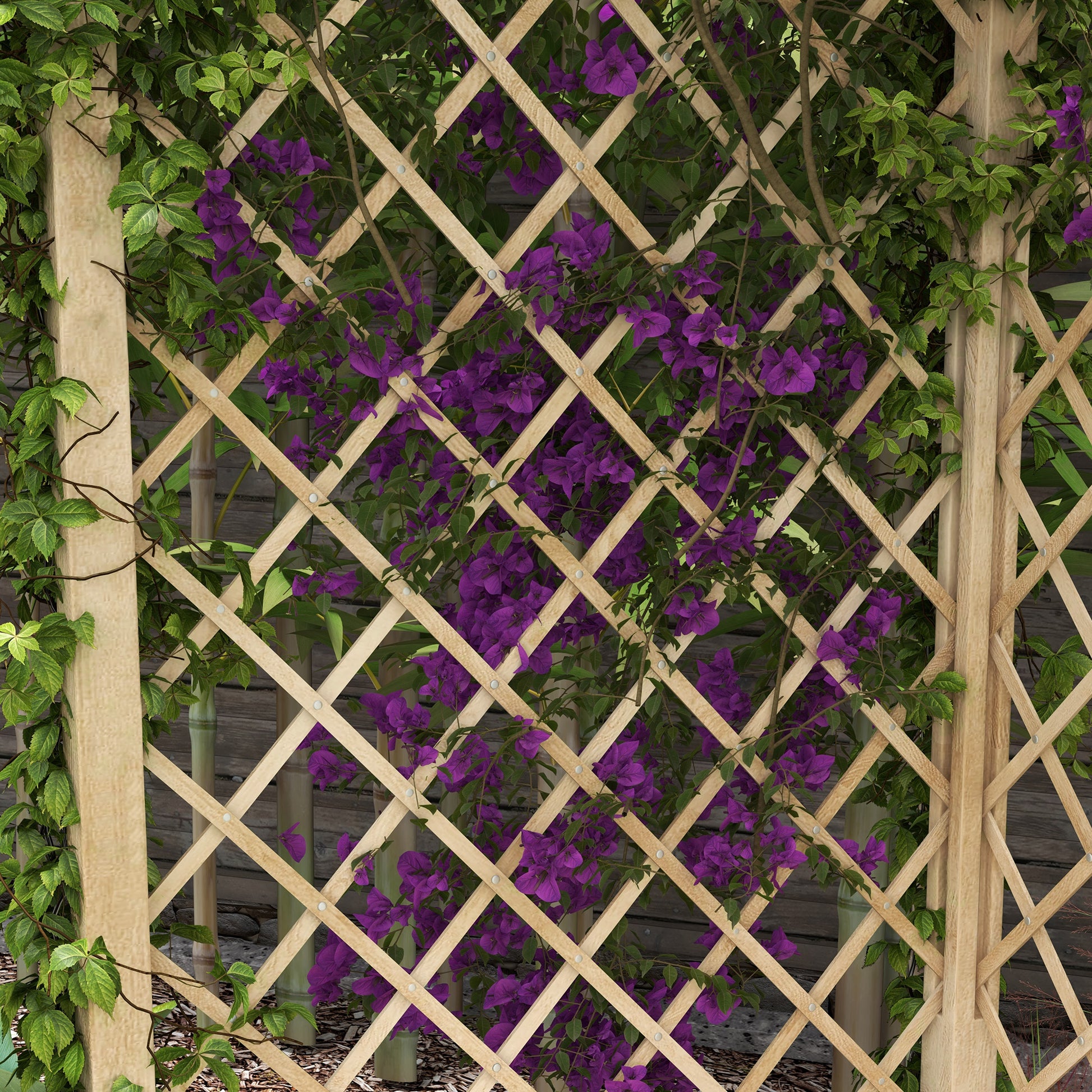 Outsunny 55" Garden Benches For Outdoors, Wooden Park Benches For Outside With Slatted Seat, Front Ponch With Screen Backrest, Climbing Vine, For Lawn, Park, Deck, Natural Natural Wood