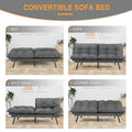 Sofa Bed, Living Room Sofa Bed, Folding Furniture, Convertible Full Size Sofa With Adjustable Back And Armrests, Linen, Dark Grey Gray Linen 3 Seat