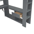 Wood Full Size Gaming Loft Bed With Desk, Multi Storage Shelves, Led And Charging Station, Dark Gray Box Spring Not Required Full Dark Gray Wood Bedroom Bed Frame Solid Wood Mdf