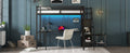 Full Size Loft Bed With L Shaped Desk And Usb, Metal Loft Bed With Wardrobe And Adjustable Shelf, High Loft Bed With Led For Kids Teens Adults, Black Full Black Metal