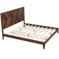 Mid Century Modern Platform Bed Wood Slat Support With No Box Spring Needed,King Walnut Box Spring Not Required King Walnut Wood Bedroom Mid Century Modern Bed Frame Wood