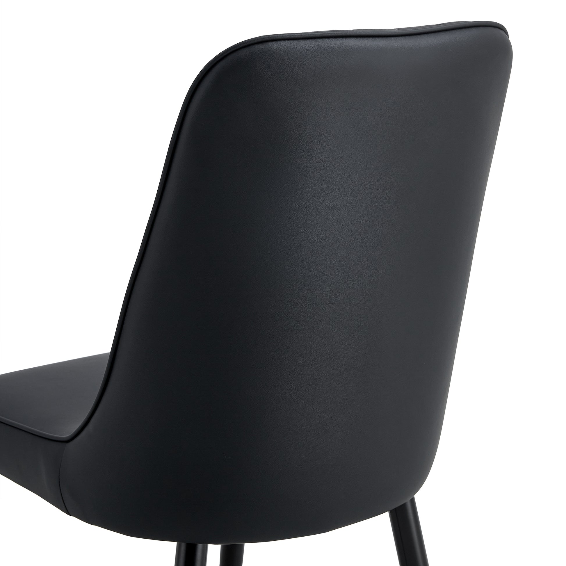 Table And Chair Set.Modern Rectangular Dining Table With Black Textured Stickers Glass Tabletop And Gold Plated Metal Legs.Paried With 4 Comfortable Chairs With Pu Seats And Black Metal Legs. Black Gold Seats 4 Glass Metal