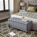Homcom Storage Ottoman, Linen Fabric Button Tufted Storage Bench With Soft Close Lid For Living Room, Entryway Or Bedroom, Dark Heather Grey Grey Fabric