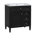 30'' Bathroom Vanity With Top Sink, Modern Bathroom Storage Cabinet With 2 Drawers And A Tip Out Drawer, Single Sink Bathroom Vanity Black Bathroom Solid Wood Mdf
