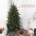Homcom 6Ft Artificial Christmas Tree With 1821 Tips, Foldable Metal Stand, Easy Assembly, Hinged Xmas Tree For Home, Office, Holiday, Green Green Plastic