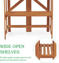 Folding Potting Bench Outdoor Solid Wood Foldable Garden Workbench Station For Planting Horticulture With Shelves Reddish Brown Solid Wood
