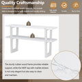 Retro Elegant Console Table With Marble Effect Top And Versatile Storage Solutions For Entryway And Living Room Antique White Antique White Solid Wood Mdf