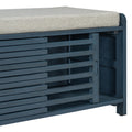 Distressed Shutter Storage Bench With Acacia Veneer For Retro Charm For Living Room, Entryway Navy Navy Mdf