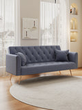 71 Inch Convertibleseat Sofa, American Vintage Grey Velvet Material, Suitable For Small Living Room, Bedroom, Office Gray Velvet 2 Seat