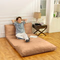 Large Folding Matress Sofa Bean Bag Bed, Foam Filling Folding Matress Sofa, Includes Removable And Machine Washable Cover, Soft Premium Faux Fur Brown Soft Casual,Modern Foam Velvet