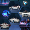 Aosom Electric Car For Kids, 12V Licensed Bmw Ride On Car With 2.4G Remote Control, Suspension System, Horn Honking, Music, Lights For Boys And Girls, White White Iron Plastic
