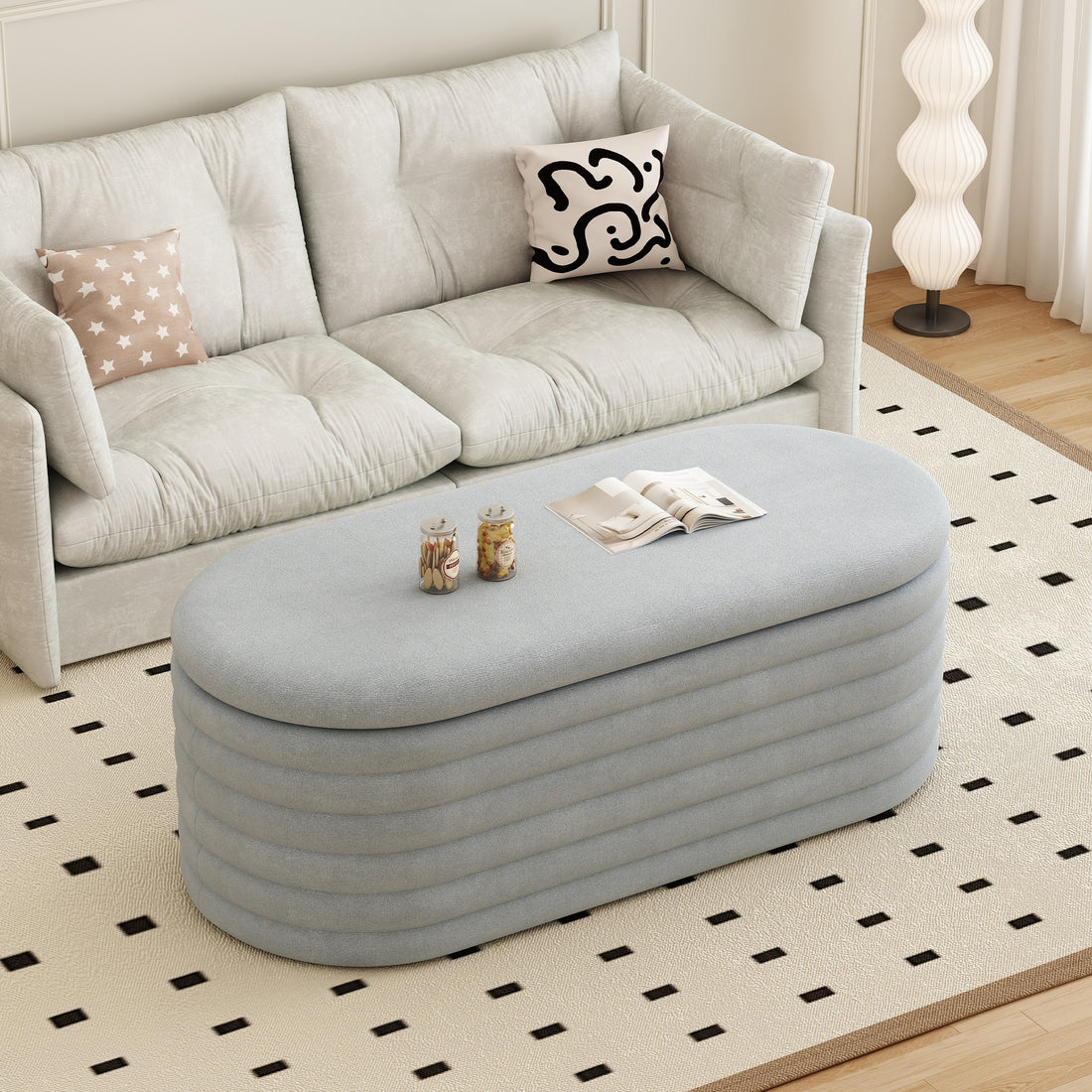 Storage Chenille Ottoman Bench Upholstered Fabric Storage Bench End Of Bed Stool With Safety Hinge For Bedroom, Living Room, Entryway, Closet 40 Inch, Light Grey Light Grey Contemporary Polyurethane