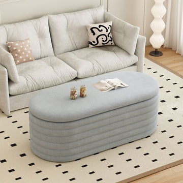 Storage Chenille Ottoman Bench Upholstered Fabric Storage Bench End Of Bed Stool With Safety Hinge For Bedroom, Living Room, Entryway, Closet 40 Inch, Light Grey Light Grey Contemporary Polyurethane