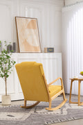 Rocking Chair Upholstered Fabric Rocking Armchair Indoor With High Backrest Glider Chairs And Lumbar Pillow For Living Room Yellow Linen