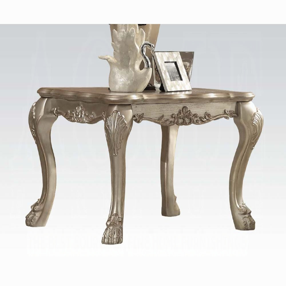 Gold Patina And Bone End Table With Claw Leg Beige Gold Primary Living Space Traditional Square Wood Plastic