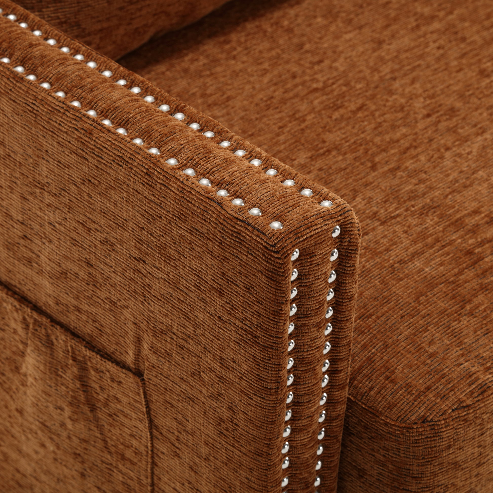 United Modern Chenille Fabric Loveseat, 2 Seat Upholstered Loveseat Sofa Modern Couch Brown Chenille 2 Seat