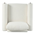 Oversized Accent Chair, Upholstered Living Room Chairs Single Sofa Chair With Walnut Legs, Curved Handrail, White White Teddy