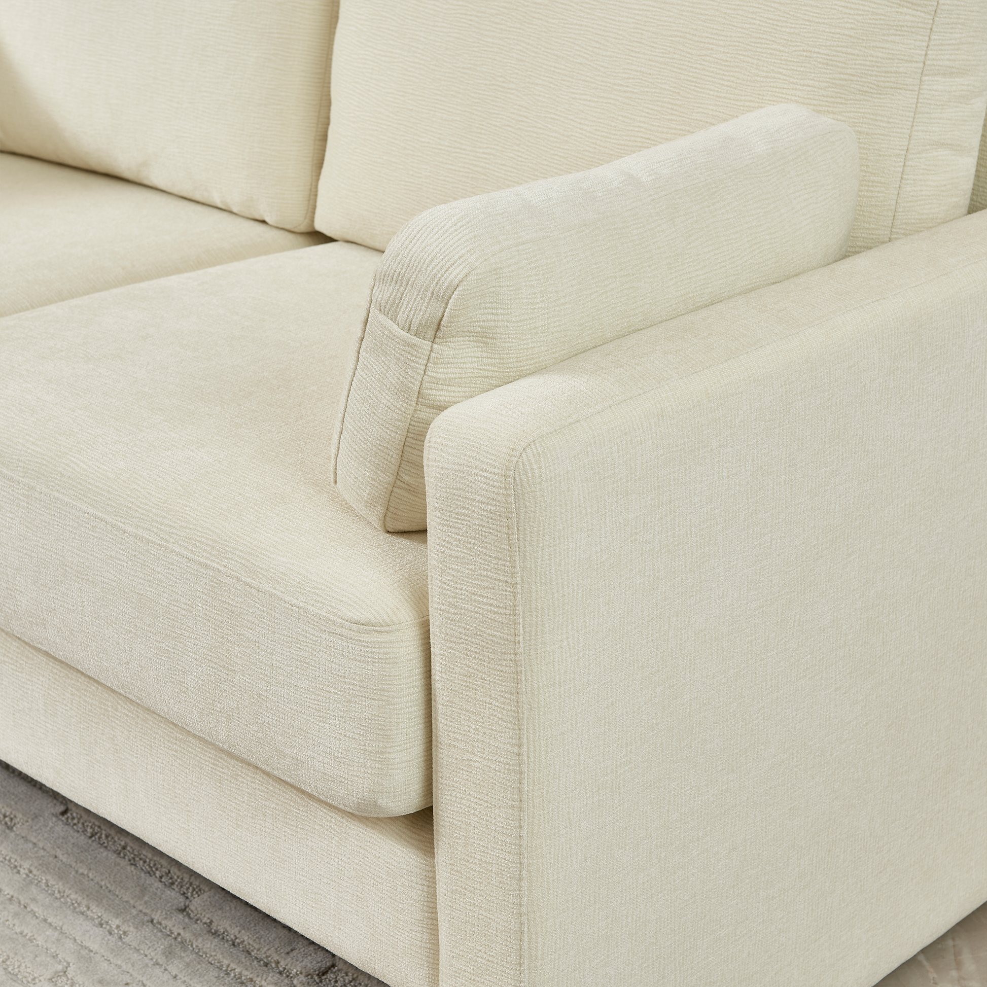 58.66" Small Modern Loveseat Sofa, Mid Century Chenille Fabric 2 Seat Couch Beautiful Seat With Back Cushions, Accent Sofa Couch For Living Beige Wood Foam Chenille 2 Seat